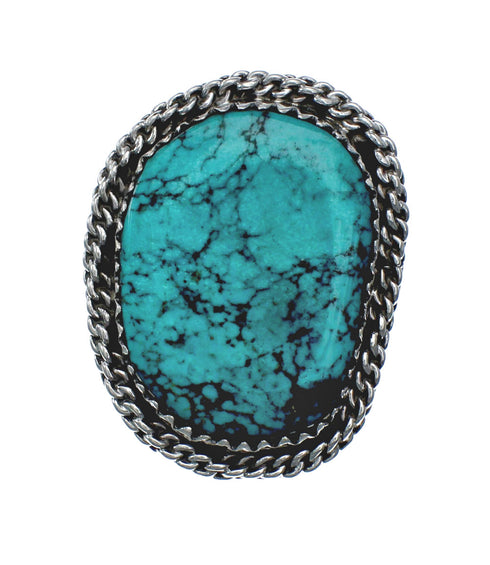 American Indian Genuine Sterling Silver Kingman Turquoise Ring Size 7 NN20217